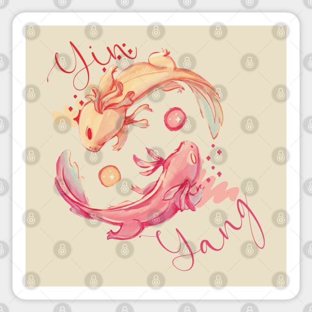 Yin Yang Axolotl Sticker by ArtRoute02